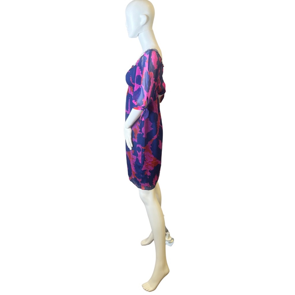 Diane Von Furstenberg Silk Genesis Dress Size 8 – Magenta & Navy Cheetah Print - Picture 5 of 11
